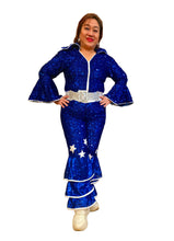 Load image into Gallery viewer, Blue glittery costume for disco, retro