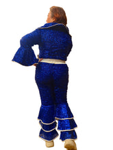 Load image into Gallery viewer, glittery blue disco abba retro costume