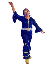 Load image into Gallery viewer, Abba Disco Retro Costume glittery royal blue cloth