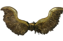 Load image into Gallery viewer, A pair of gold-colored wings with a frayed edge design