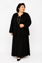 Load image into Gallery viewer, Elegant Black Fringed Textured Formal Evening Outerwear Ensemble