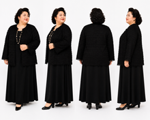 Load image into Gallery viewer, Elegant Black Fringed Textured Formal Evening Outerwear Ensemble