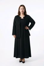 Load image into Gallery viewer, Elegant Black Fringed Textured Formal Evening Outerwear Ensemble