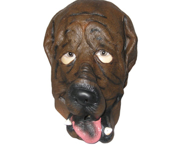 Brown dog latex mask for adult with black accents