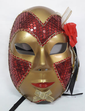 Gold Mask with Beads and Flower Design