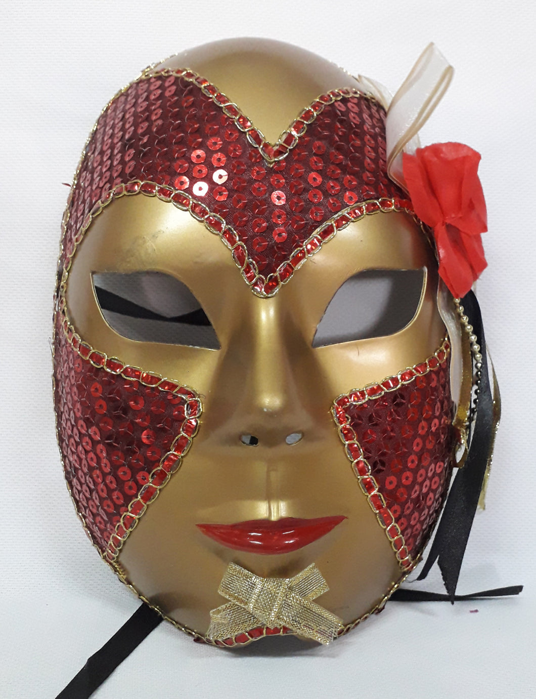 Gold Mask with Beads and Flower Design