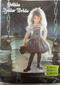 Gothic Spider Bride Costume for Kids 5-6y