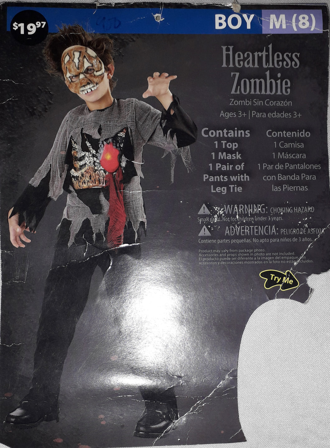 Heartless Zombie Costume for Kids 7-8y