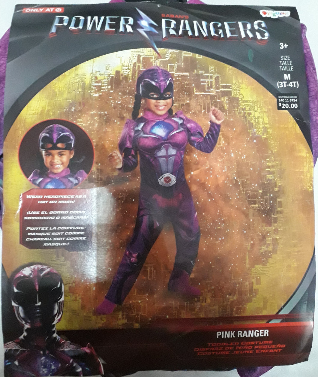 Power Ranger (Pink Ranger) Costume for Kids 4-5y
